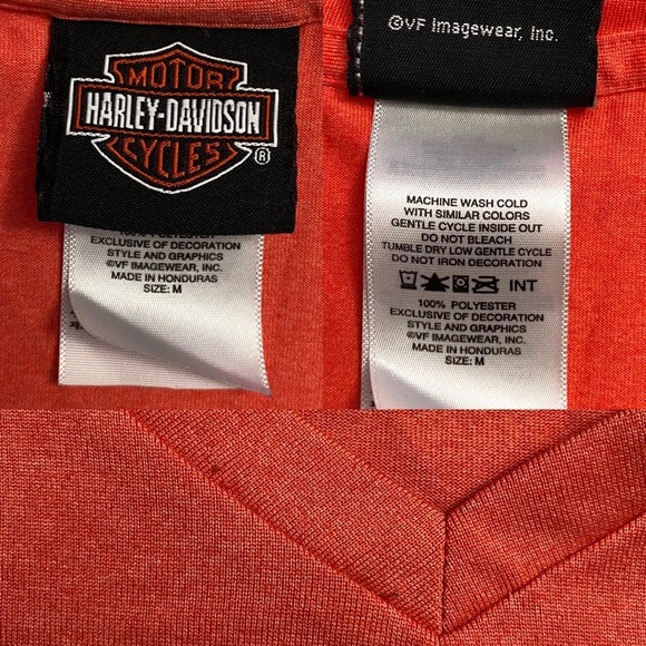 Harley-Davidson Coral V-Neck T-Shirt Tomahawk Wisconsin Graphic Printed Medium - Picture 4 of 16